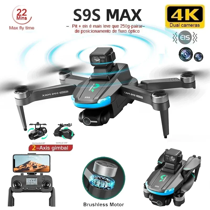 新しい S9S MAX ミニドローン 4K 2 軸 PTZ  - Drone Battery Box のレビューと価格